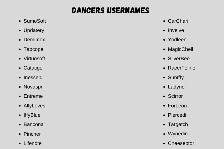 Dancers Usernames