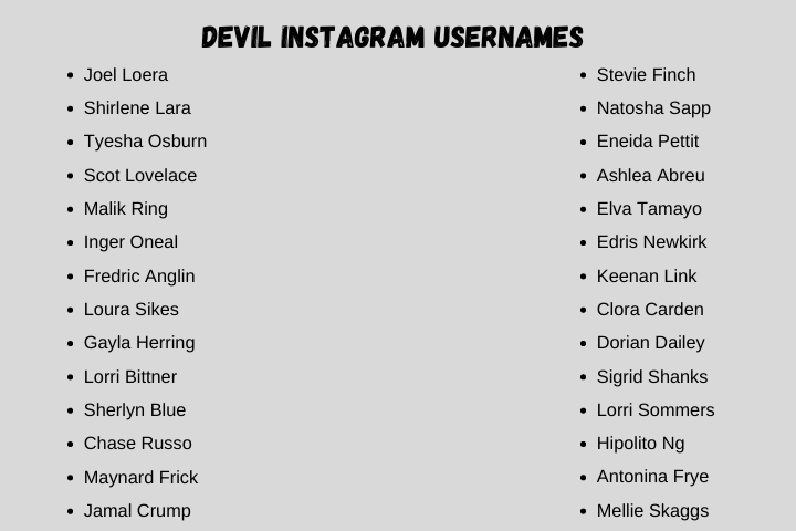 Devil Instagram Usernames 