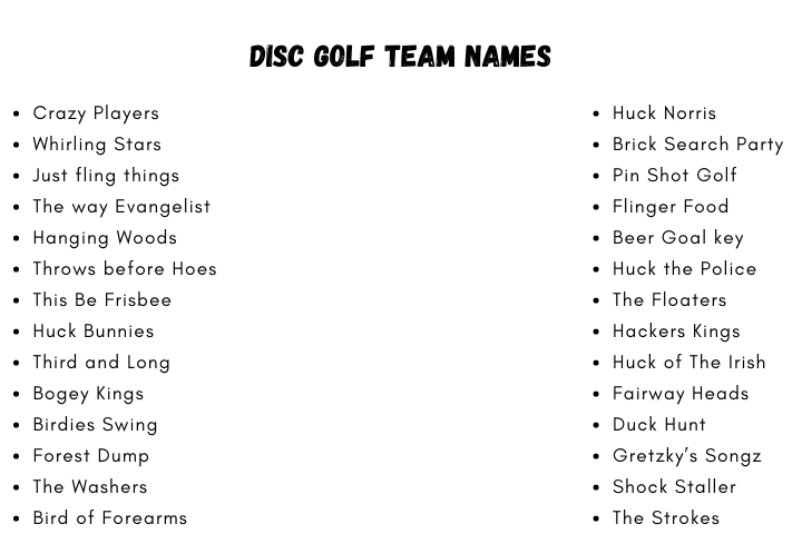 Disc Golf Team Names