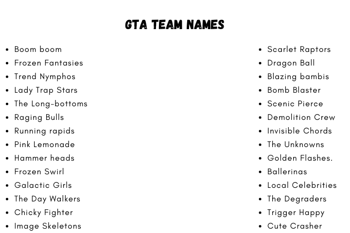 GTA Team Names
