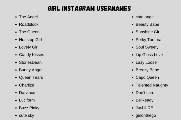 Girl Instagram Usernames
