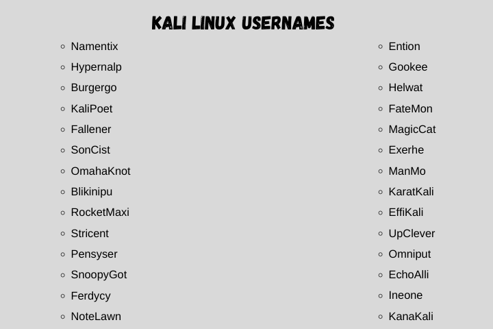 Kali Linux Usernames