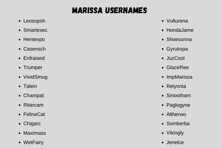 Marissa Usernames