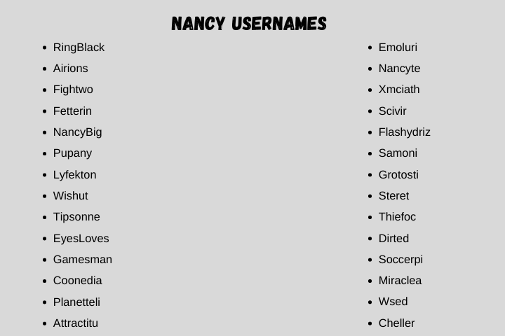 Nancy Usernames