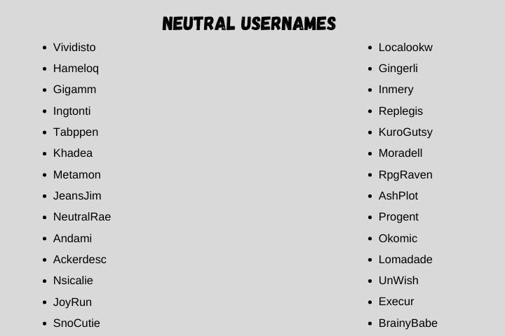 Neutral Usernames