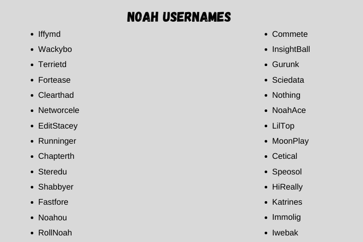 Noah Usernames