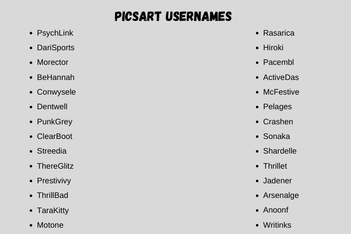Picsart Usernames