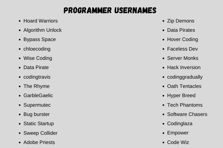 Programmer Usernames