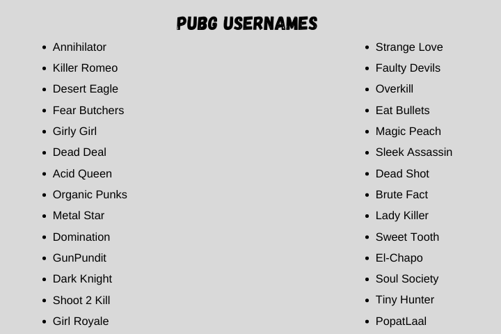 Pubg Usernames