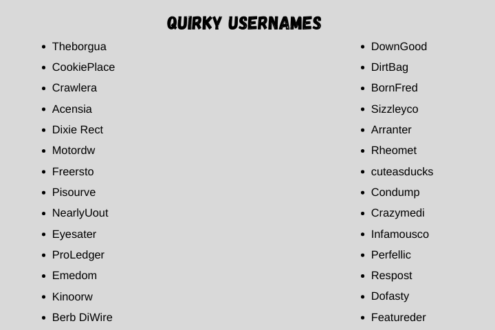 Quirky Usernames