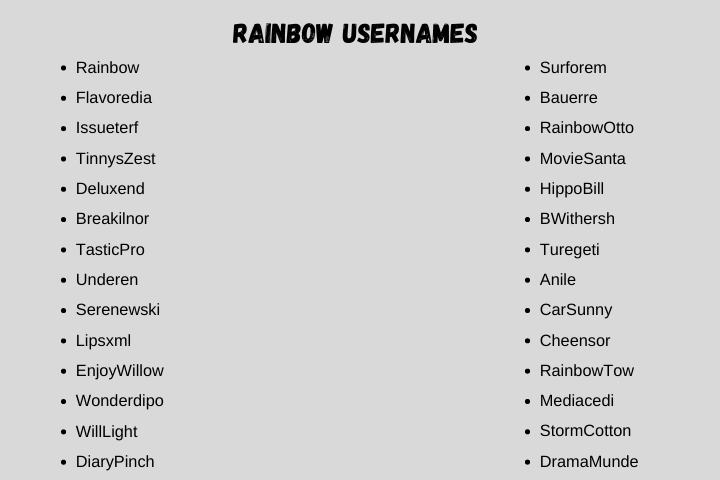 Rainbow Usernames