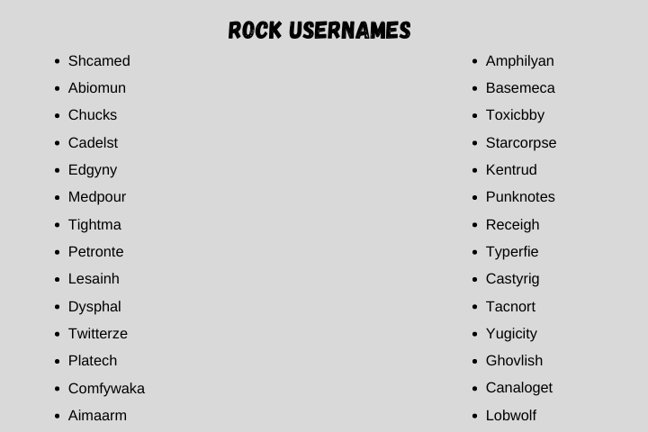 Rock Usernames