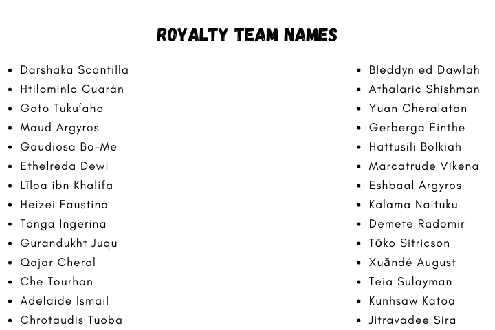 Royalty Team Names