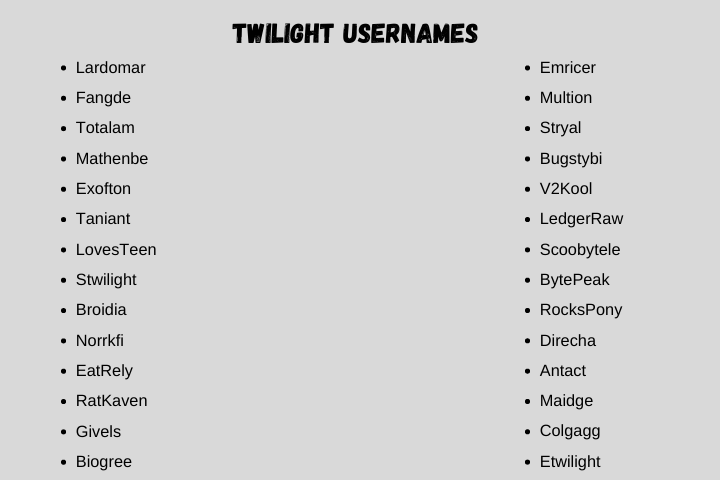 Twilight Usernames