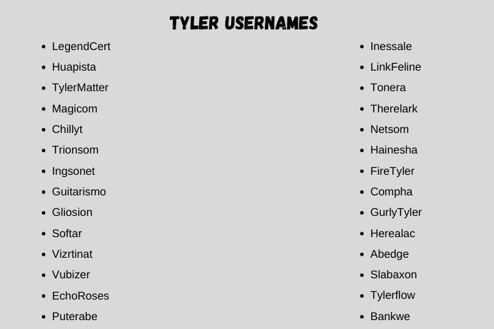 Tyler Usernames