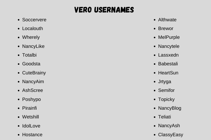 Vero Usernames