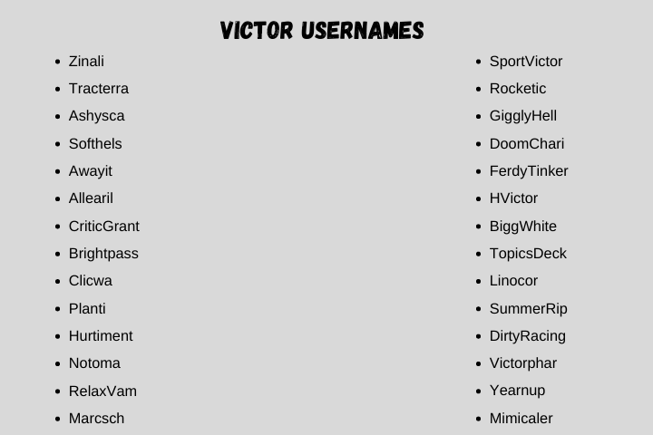 Victor Usernames