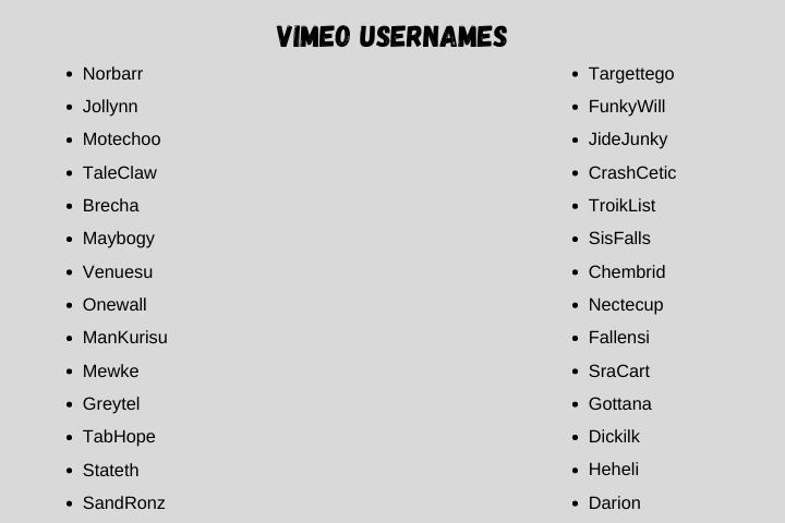 Vimeo Usernames