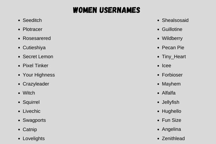Women Usernames