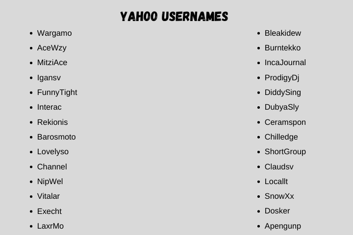 Yahoo Usernames