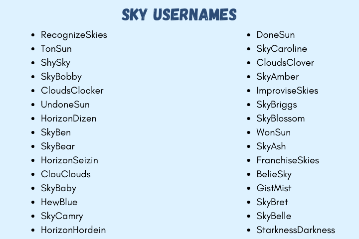 260 Majestic and Cool Sky Usernames Ideas