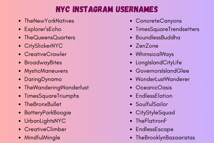 Nyc Instagram Usernames